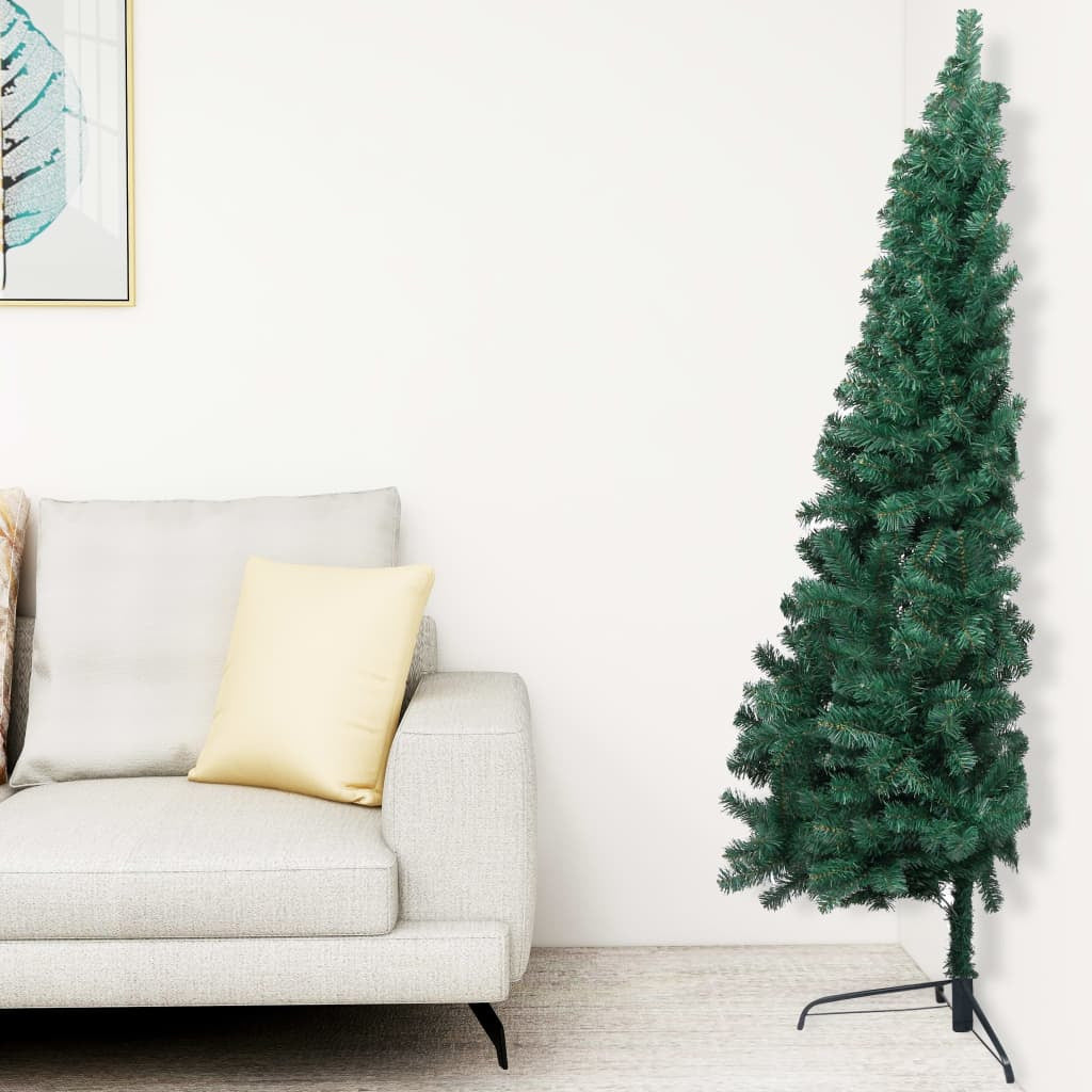 Vidaxl Medio Árbol De Navidad Artificial Led Y Soporte Pvc Verde 240cm_1
