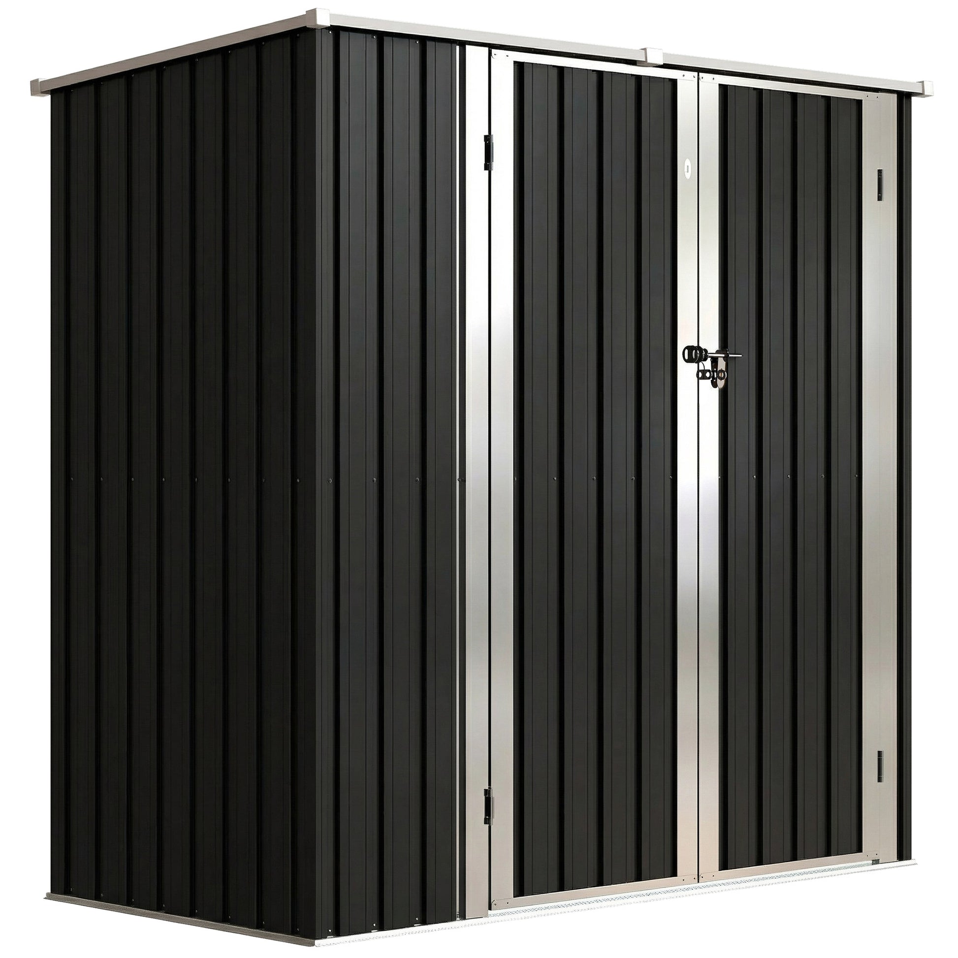 Outsunny Cobertizo De Jardín Exterior 163x89x163 Cm Puertas Con Pestillo Gris_0