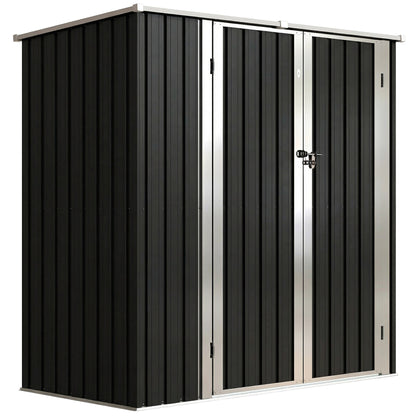 Outsunny Cobertizo De Jardín Exterior 163x89x163 Cm Puertas Con Pestillo Gris_0