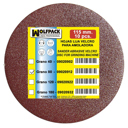 Lija Recambio Velcro Para Amoladora Ø 115 Mm. Grano  80 (10 Piezas)
