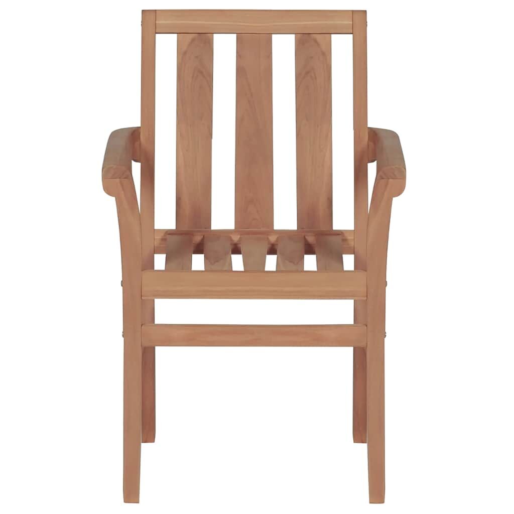 Vidaxl Sillas De Jardín Apilables 4 Uds Madera Maciza Teca Con Cojines_4