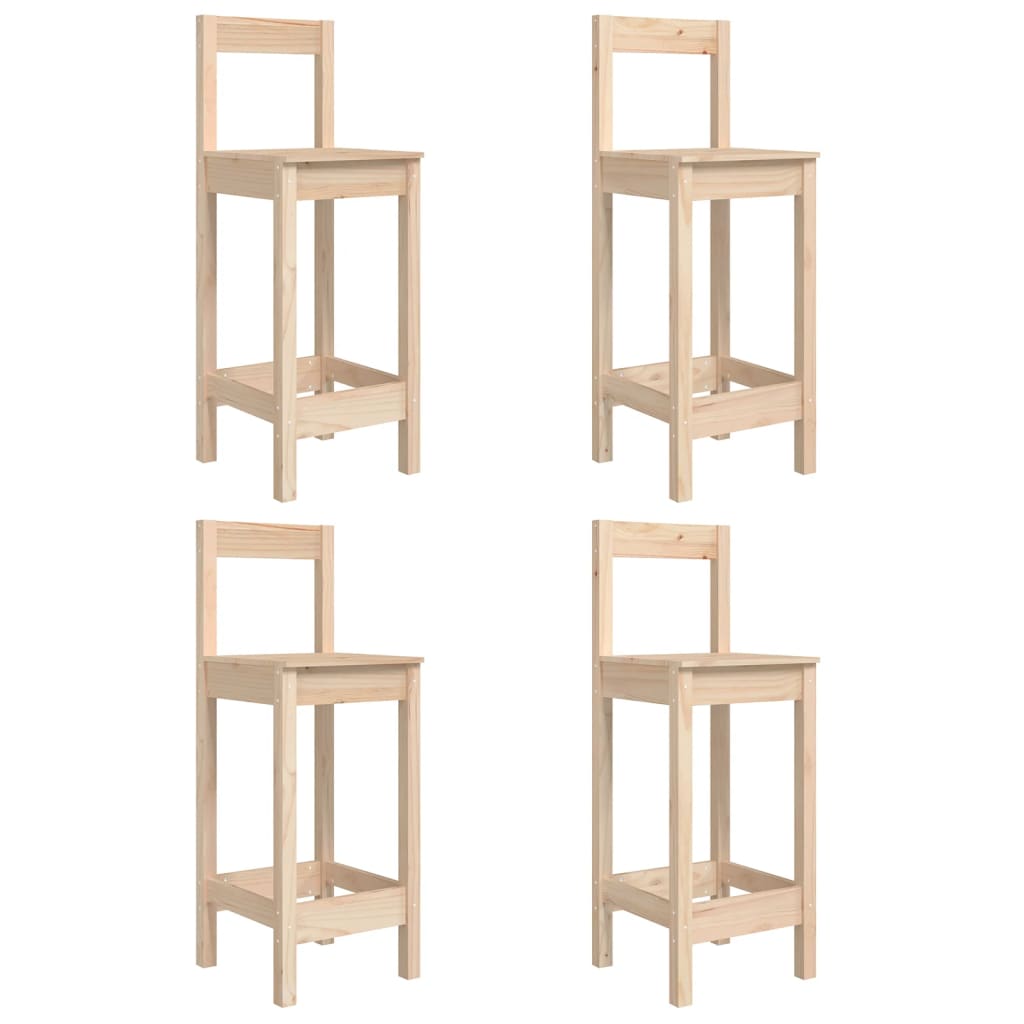 Vidaxl Mesa Y Taburetes Altos Jardín 5 Piezas Madera Maciza De Pino_5