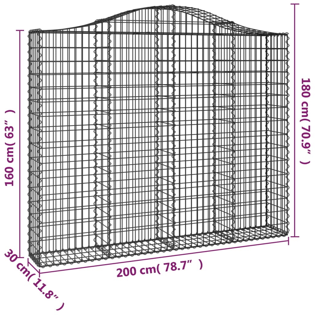 Cestas Gaviones 2 Uds Forma De Arco Hierro 200x30x160/180 Cm_5