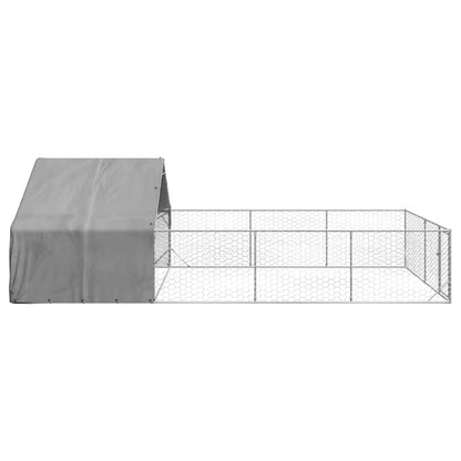 Caseta Perros Exterior Con Corral 7x3x1,9 M Acero Galvanizado_3