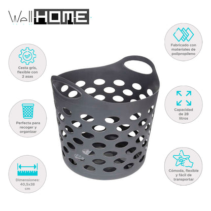 Wellhome - Cesto Para La Colada Gris 28 L_1