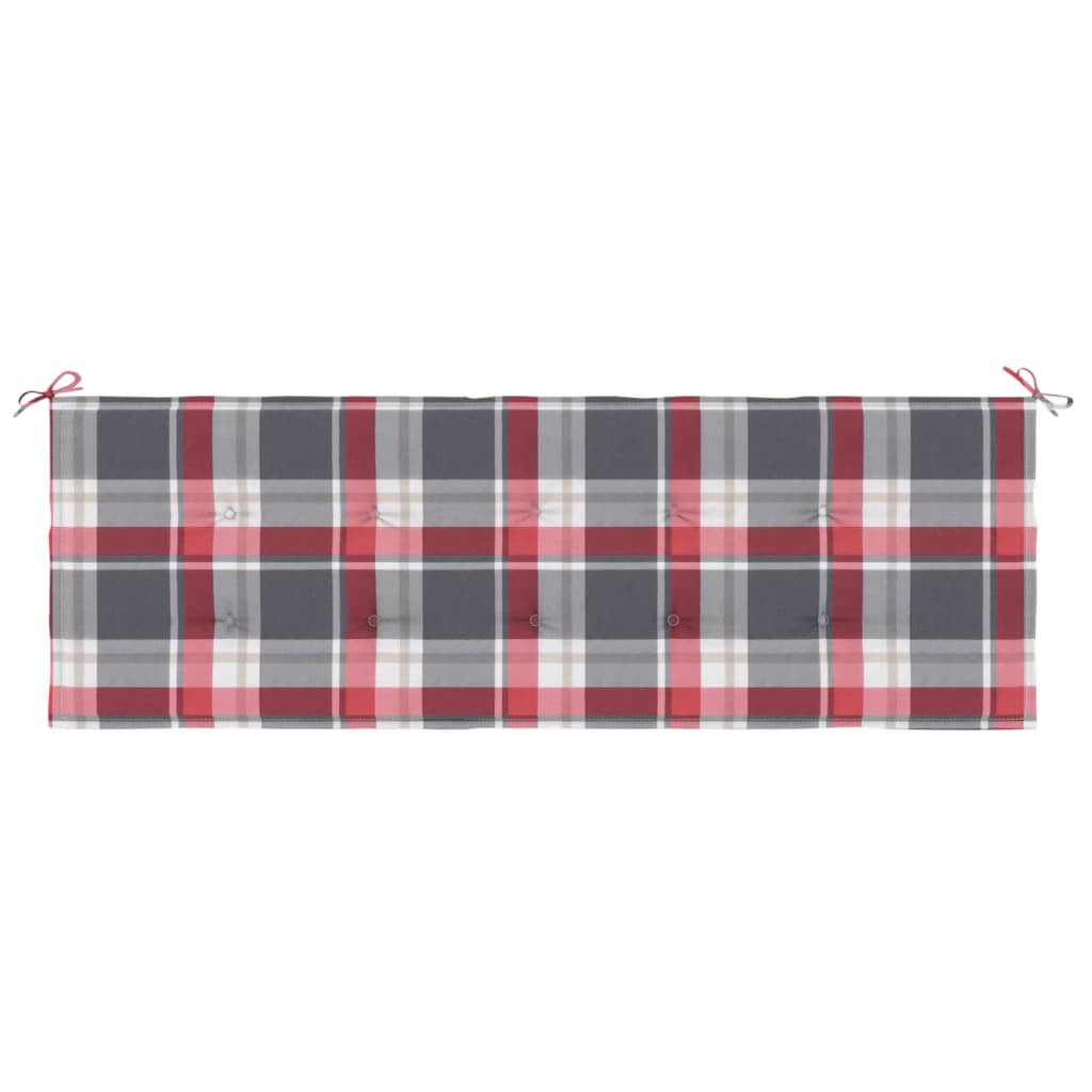 Vidaxl Cojín De Banco De Jardín Tela Oxford A Cuadros Rojo 150x50x4 Cm_3