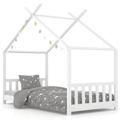 Vidaxl Estructura De Cama Infantil Madera Maciza Pino Blanco 70x140 Cm_0