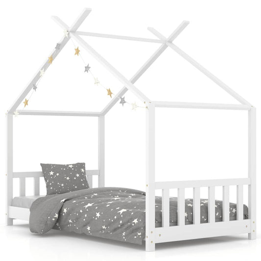 Vidaxl Estructura De Cama Infantil Madera Maciza Pino Blanco 70x140 Cm_0