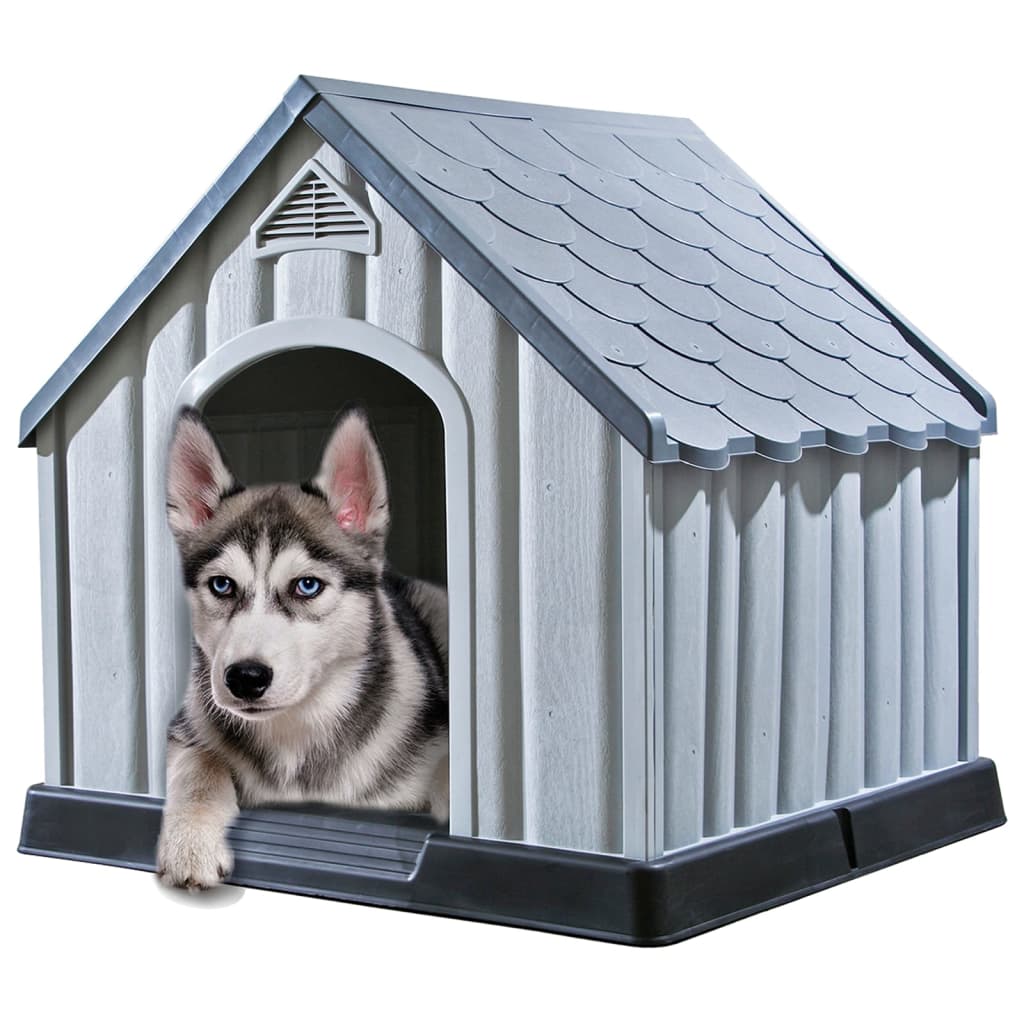 Caseta Para Perros Gris 92x87x91 Cm Plástico_1