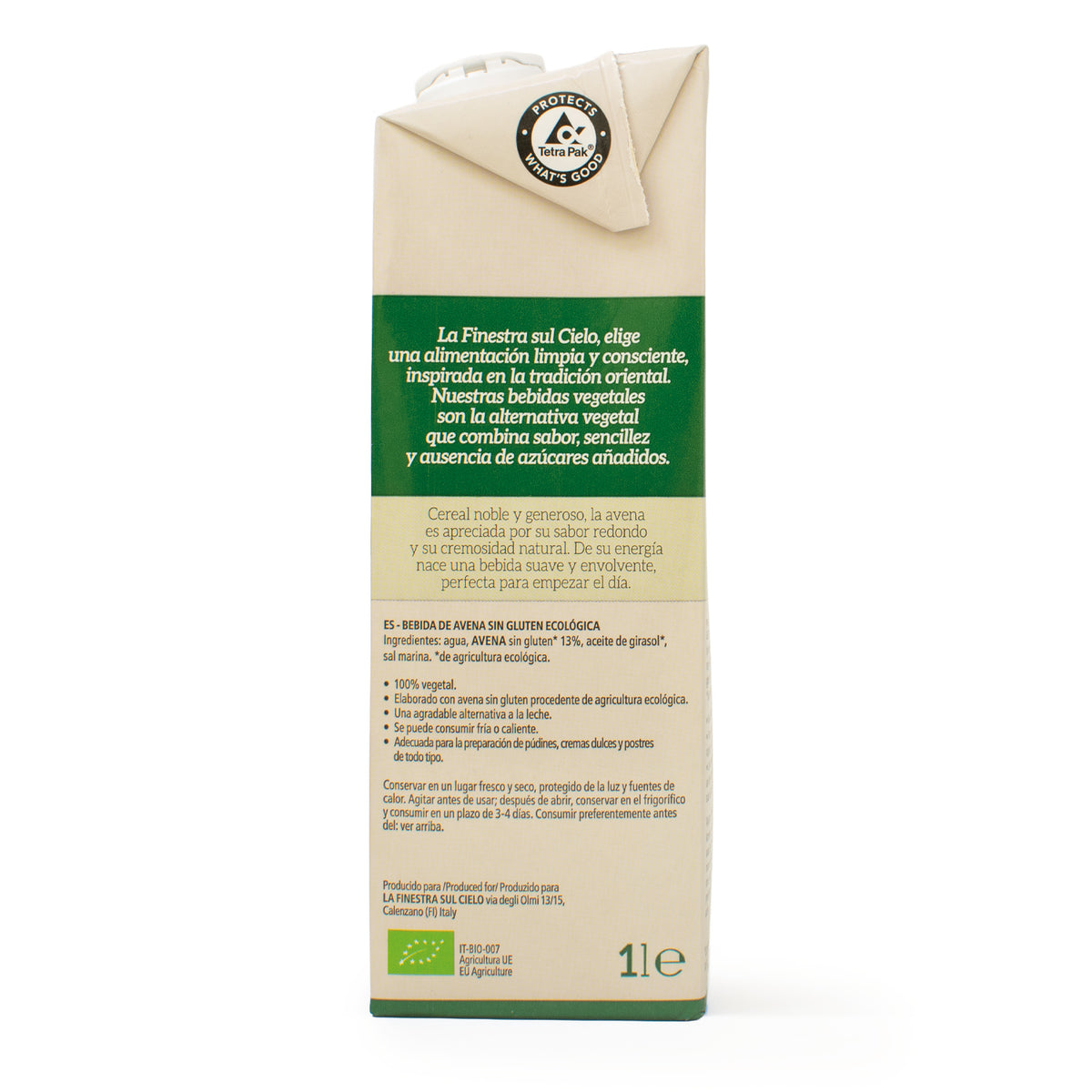 Pack 6 x Bebida de Avena sin Gluten La Finestra Sul Cielo 1 L