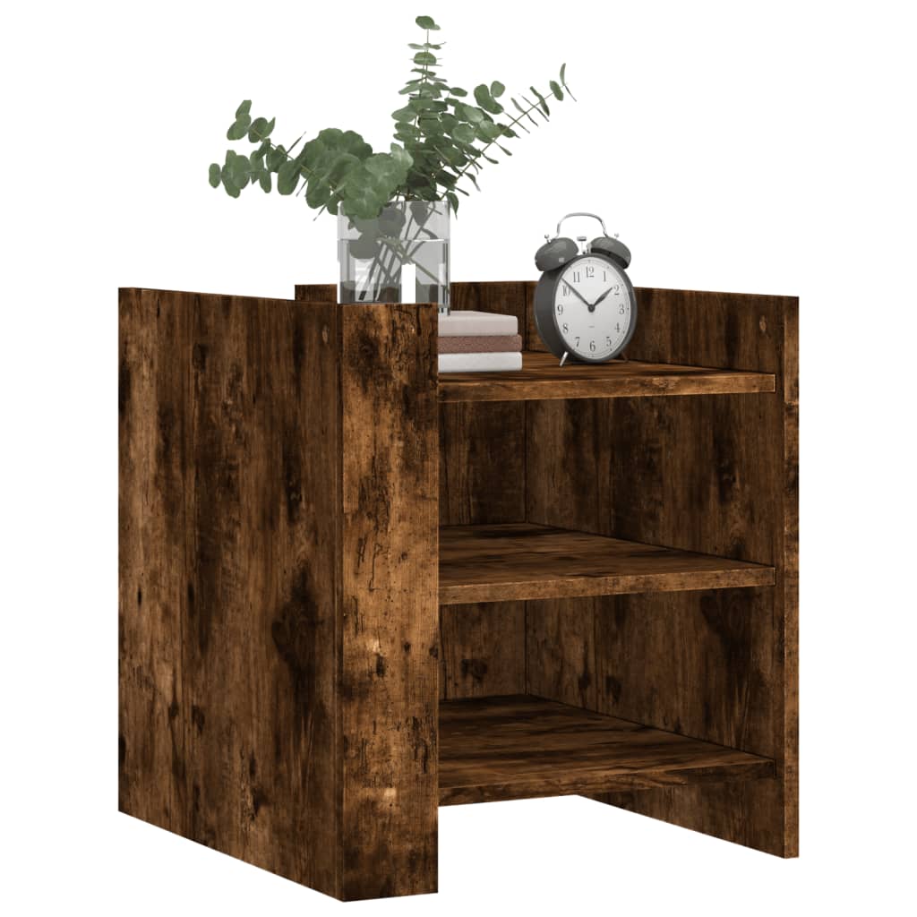 Mesita De Noche Madera De Ingeniería Roble Ahumado 45x50x50 Cm_1