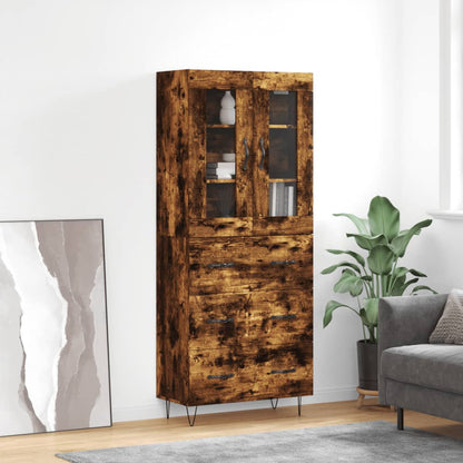 Aparador Alto Madera Contrachapada Roble Ahumado 69,5x34x180 Cm_0
