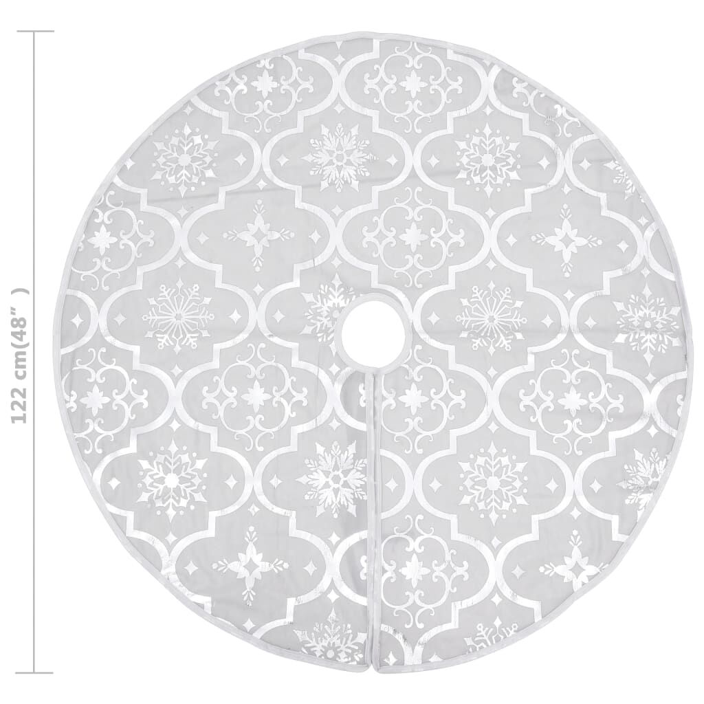 Vidaxl Falda Del Árbol De Navidad De Lujo Y Calcetín Tela Blanco 122cm_2