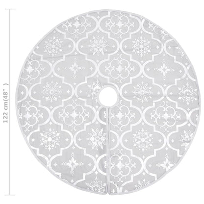 Vidaxl Falda Del Árbol De Navidad De Lujo Y Calcetín Tela Blanco 122cm_2