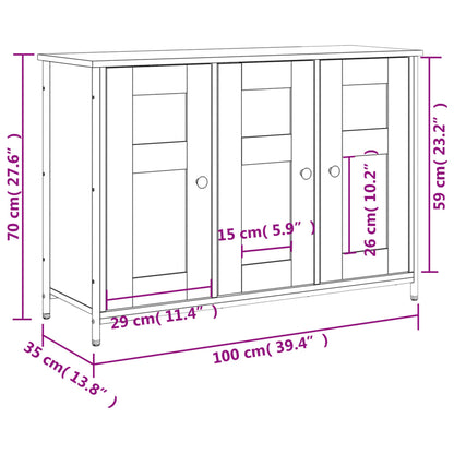 Aparador De Madera De Ingeniería Roble Sonoma 100x35x70 Cm / Vetonek_3