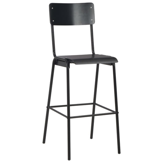 Taburetes De Cocina 4 Uds Madera Contrachapada Y Acero Negro_0
