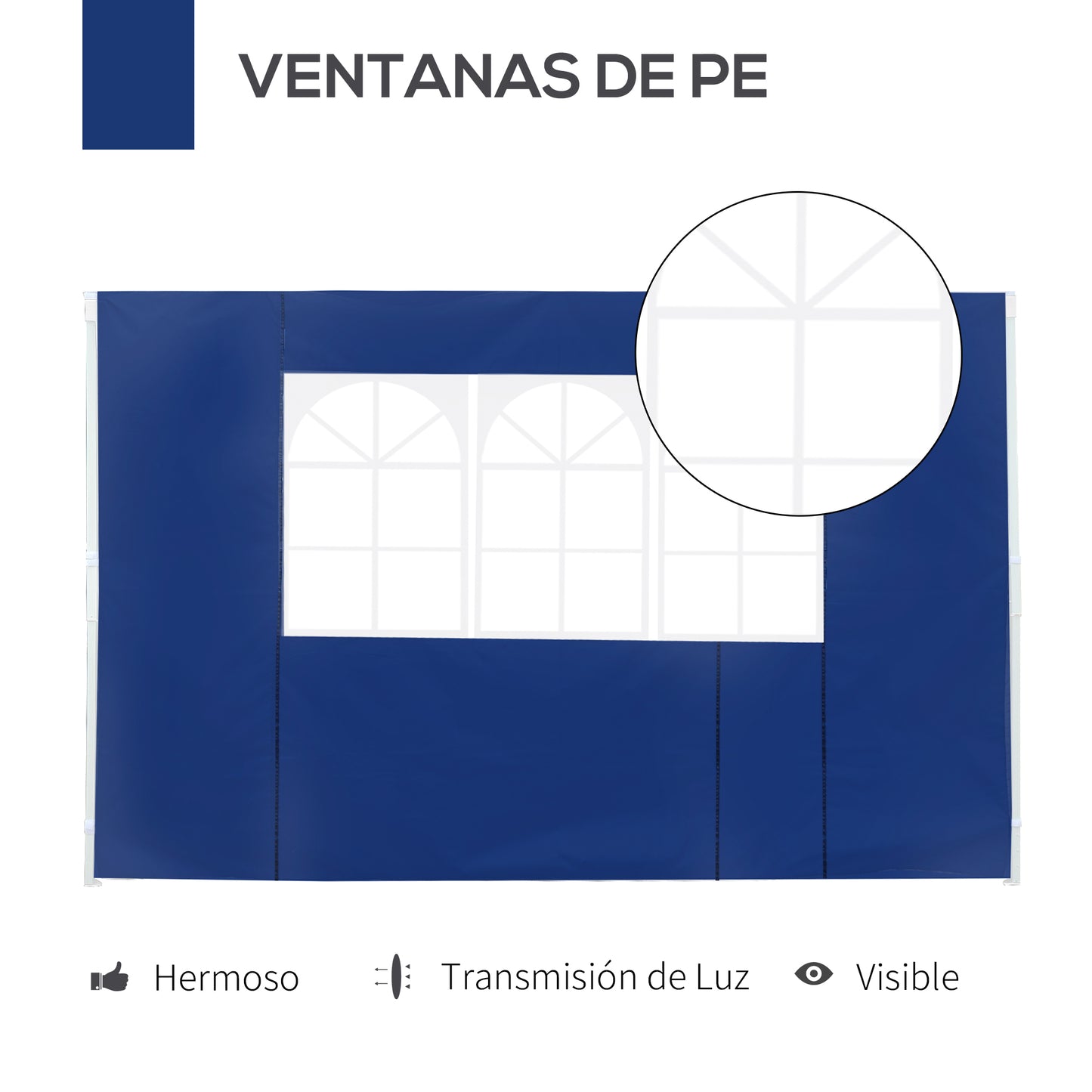 Outsunny 2 Paredes Laterales 2x3m Con Ventanas Para Carpa 3 X 3 M/3 X 6 M Azul_5