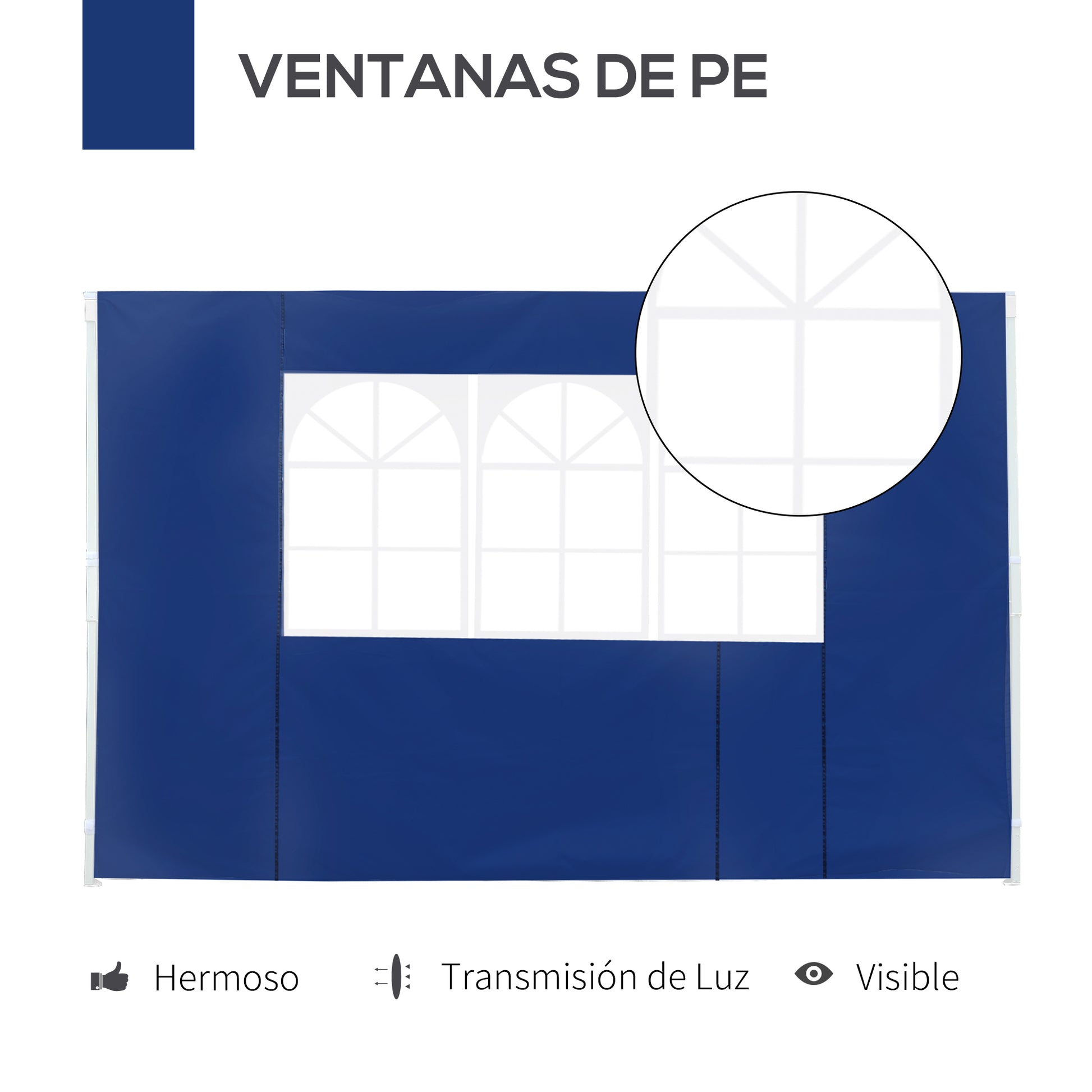 Outsunny 2 Paredes Laterales 2x3m Con Ventanas Para Carpa 3 X 3 M/3 X 6 M Azul_5
