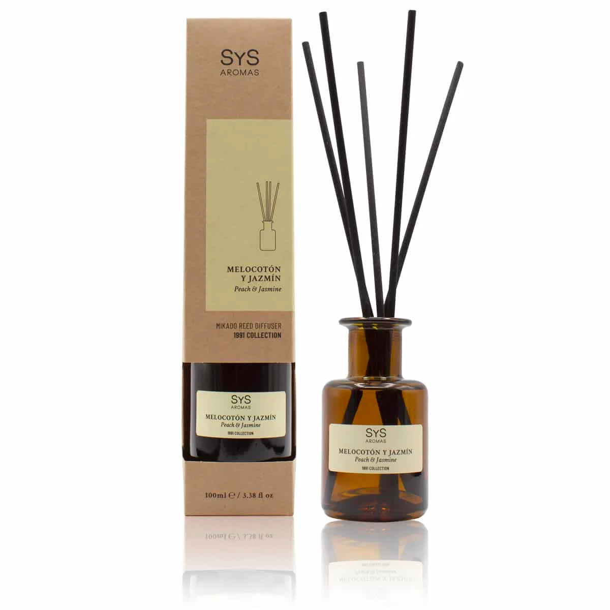 Ambientador Mikado Melocotón y Jazmín 1991 100 ml | Difusor De Varillas | Fragancia Dulce y Floral | Hogar_0