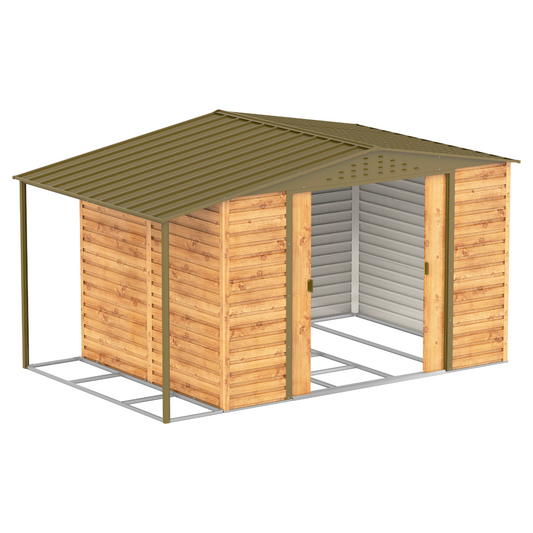 Extensión Lateral De Casetas De Jardín Duramax Alpine 10×8 Imitación Madera_0