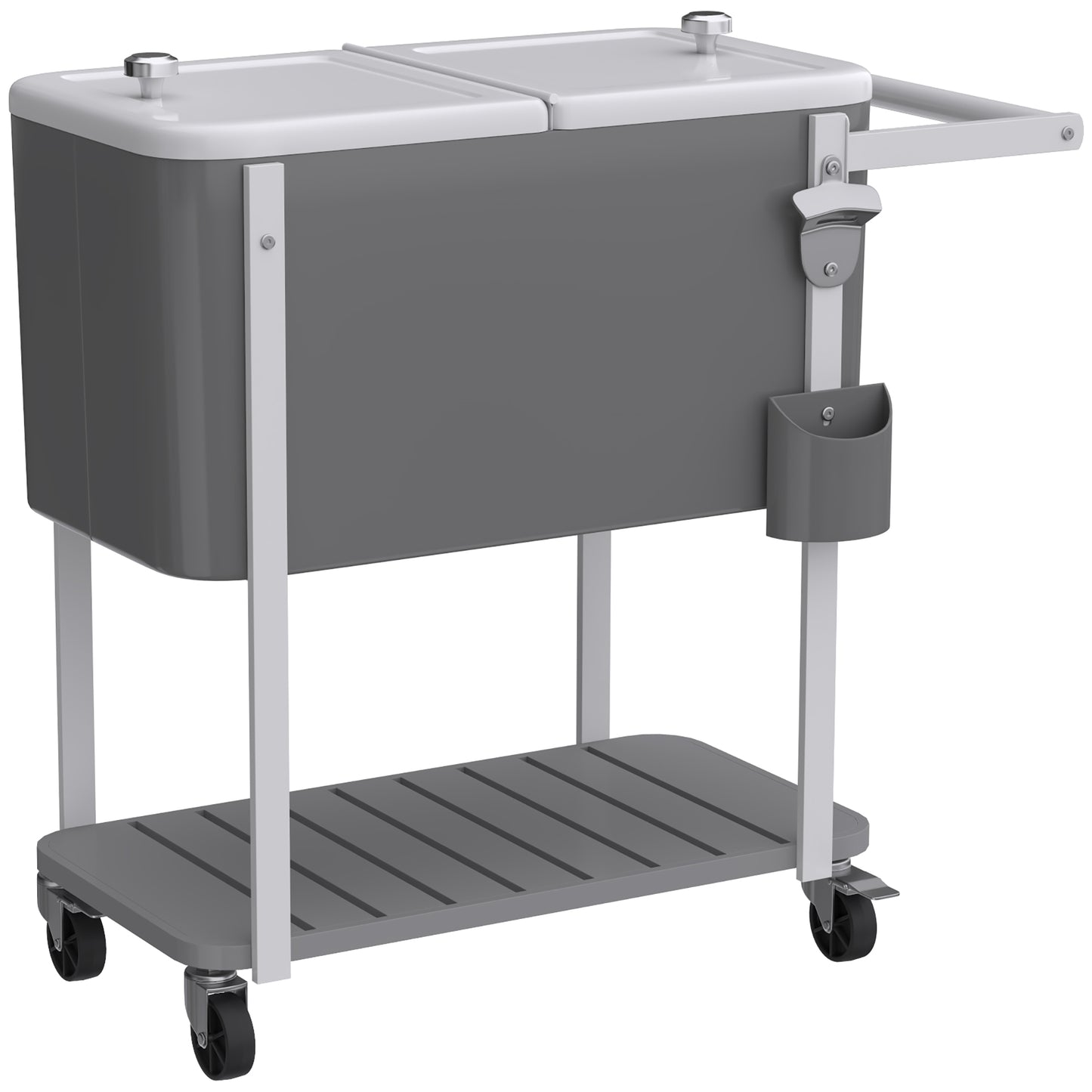 Outsunny Carrito Nevera De 56l Con Ruedas Estante Abrebotellas Gris_4