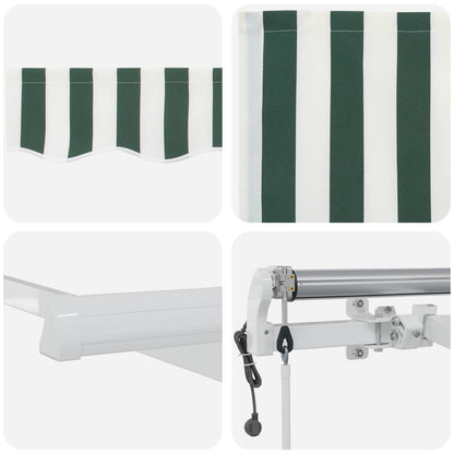 Toldo Retráctil Verde Y Blanco 400 X 300 Cm Tela Y Aluminio_3