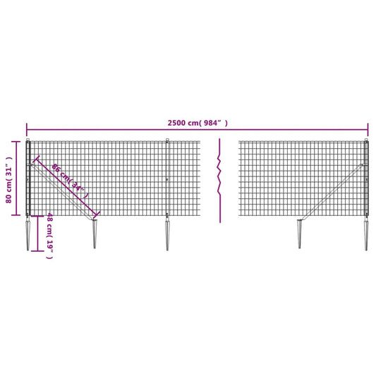 Cerca De Alambre Con Pinchos De Anclaje Gris Antracita 0,8x25 M / Vetonek_0