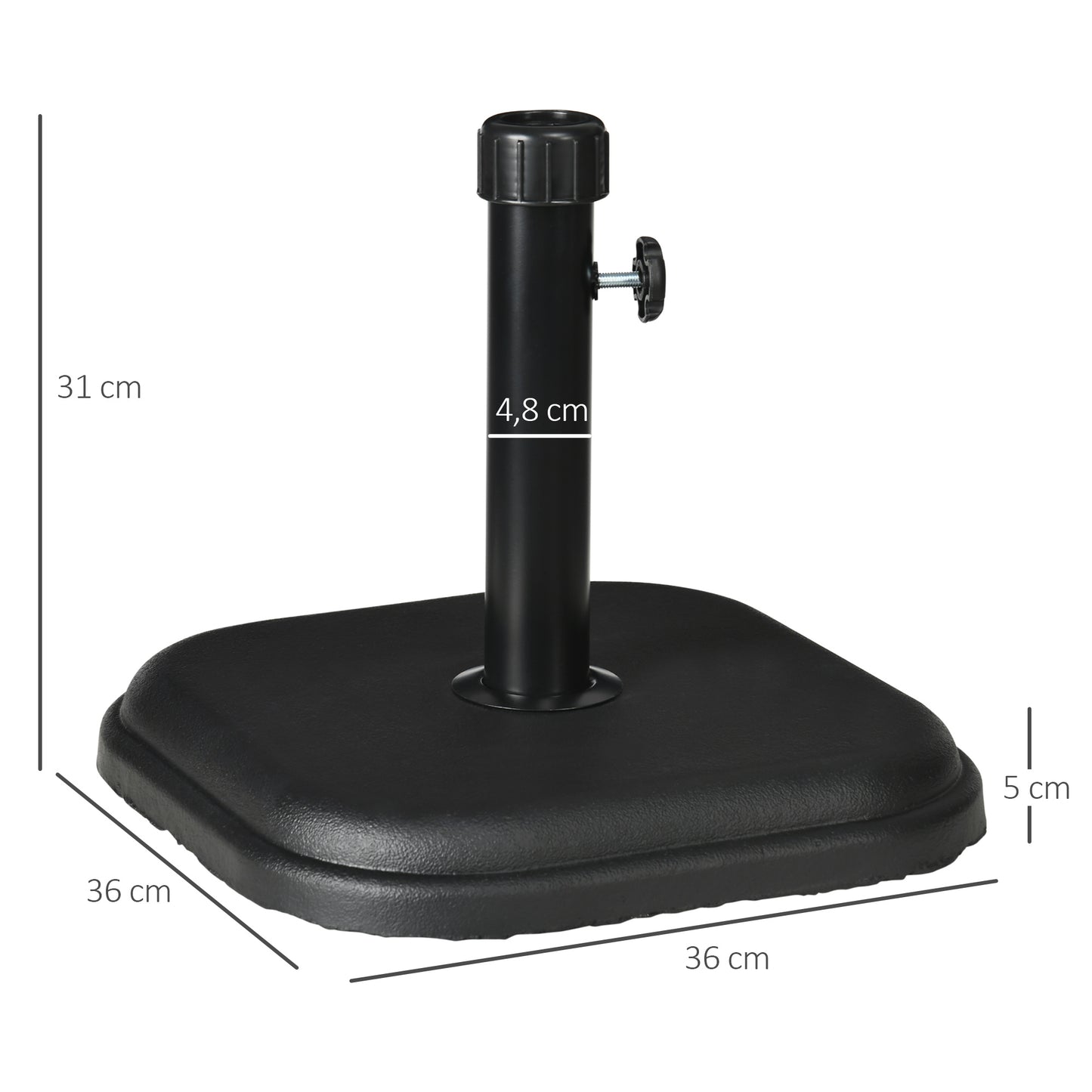 Outsunny Base De Sombrilla Peso 11 Kg Para Mástil De Ø32-38 Mm 36x36x31 Cm Negro_2