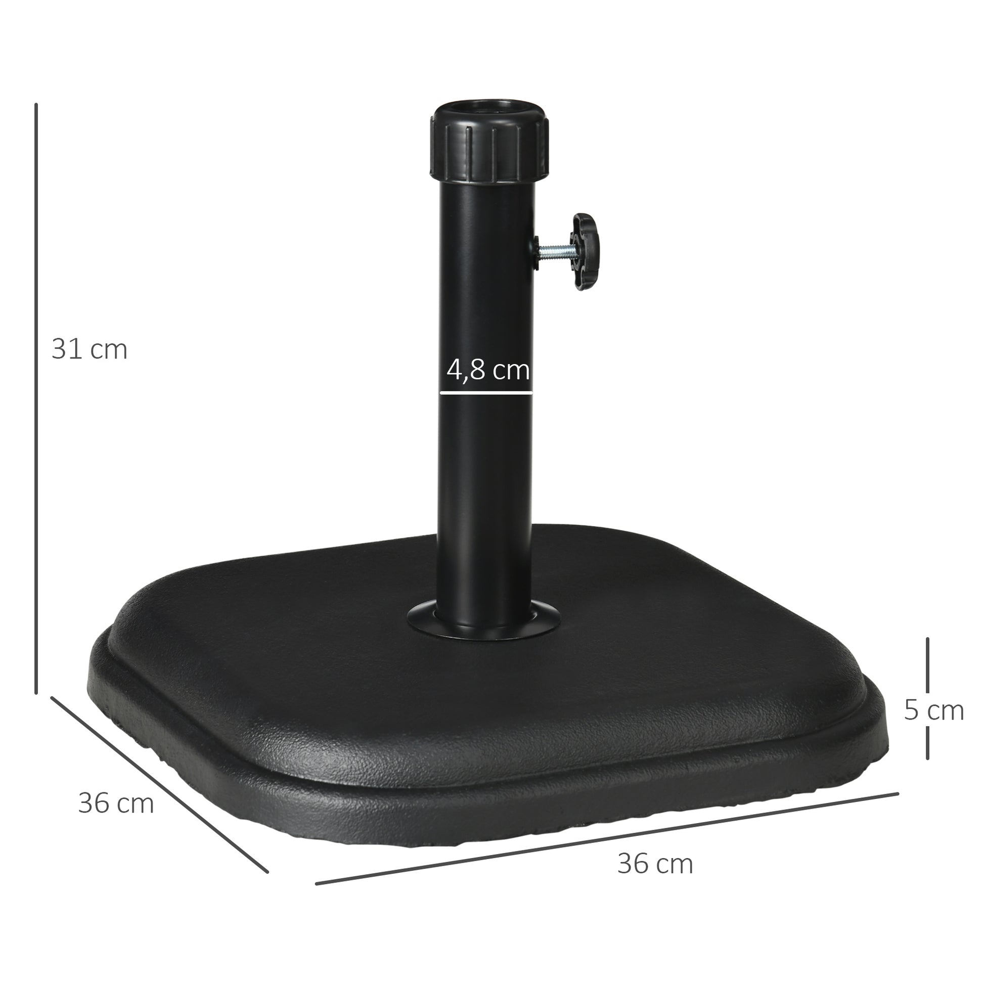 Outsunny Base De Sombrilla Peso 11 Kg Para Mástil De Ø32-38 Mm 36x36x31 Cm Negro_2