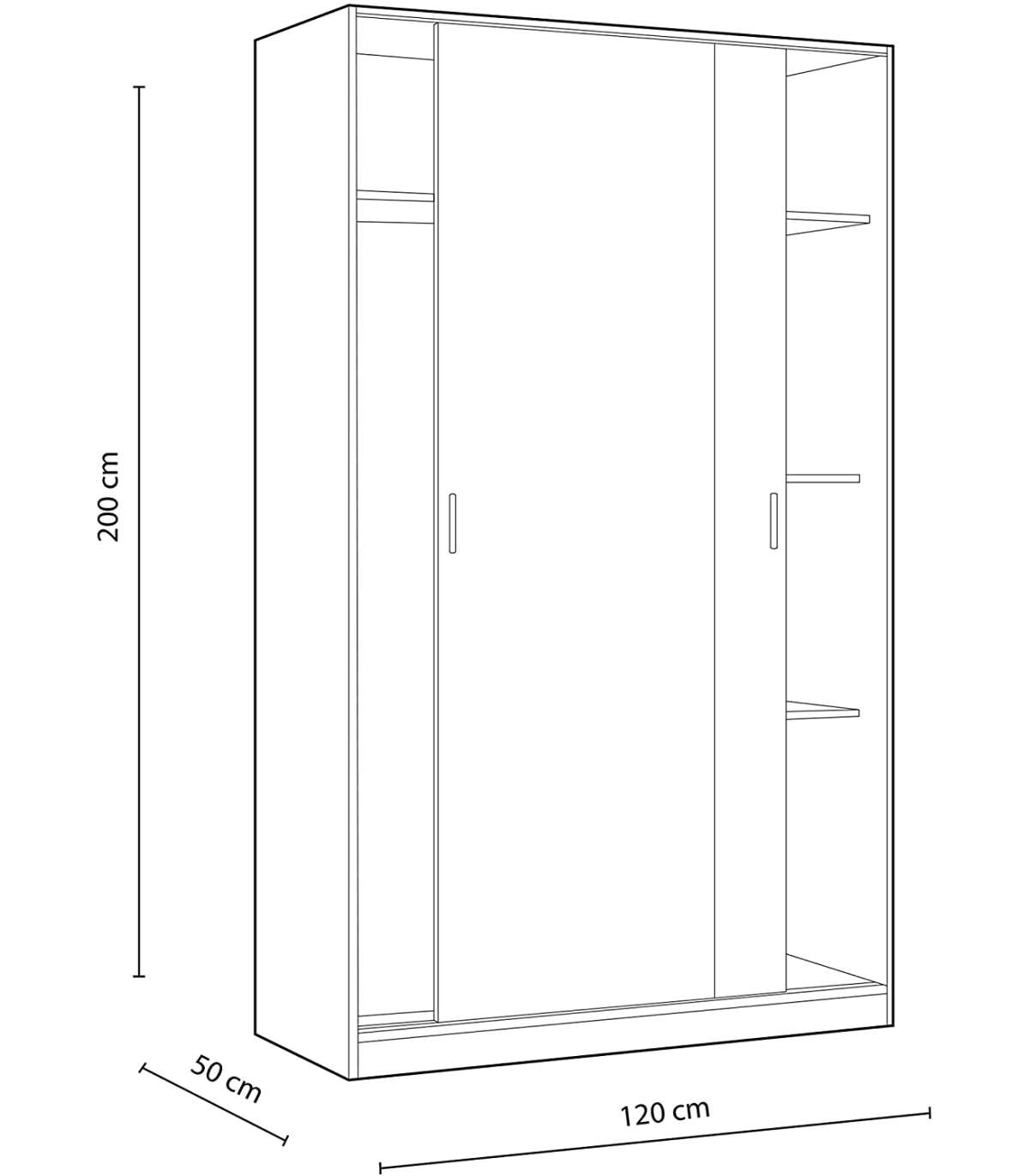 Armario Ropero Puertas Correderas Plus Noon Acabado Roble Combinado Con Blanco 200 Cm(alto_4