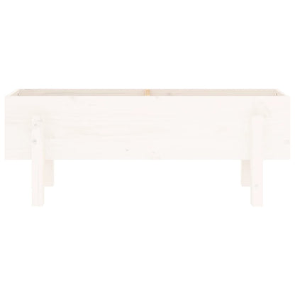 Arriate Elevado De Jardín Madera Maciza Pino Blanco 101x30x38cm_5
