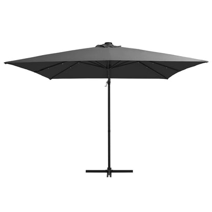 Vidaxl Sombrilla Voladiza Luces Led Y Poste Acero Antracita 250x250 Cm_1