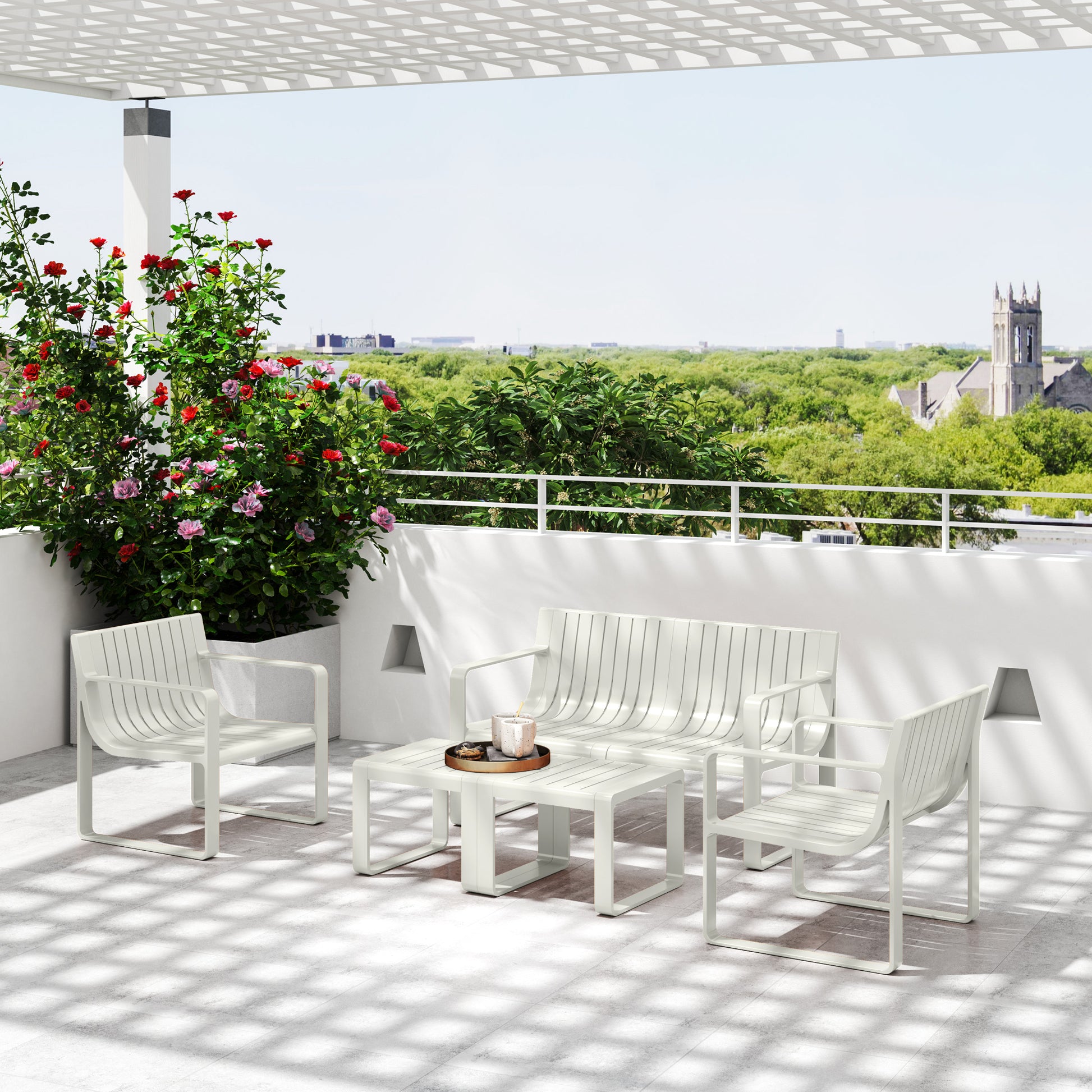 Outsunny Conjunto De Jardín Exterior Con 2 Sillones 1 Sofá De 2 Plazas Y 2 Mesas_3