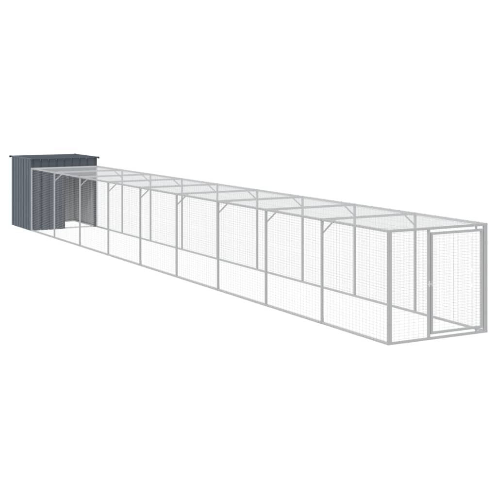 Vidaxl Gallinero Con Corral Acero Galvanizado Gris 110x1017x110 Cm_0