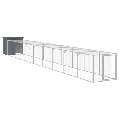 Vidaxl Gallinero Con Corral Acero Galvanizado Gris 110x1017x110 Cm_0