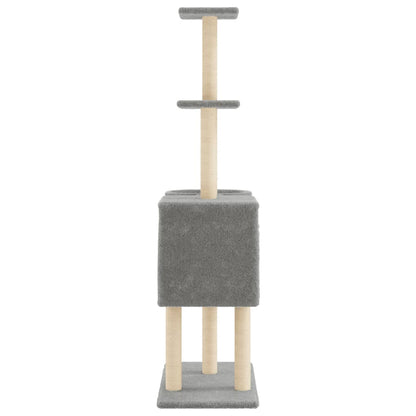 Rascador Para Gatos Con Postes De Sisal Gris Claro 145 Cm_4