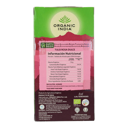 Tulsi Sweet Rose Organic India 25 bolsitas