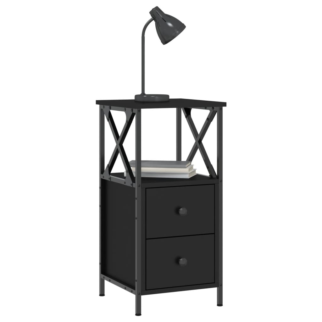 Mesitas De Noche 2 Uds Madera De Ingeniería Negro 34x35,5x70 Cm_2