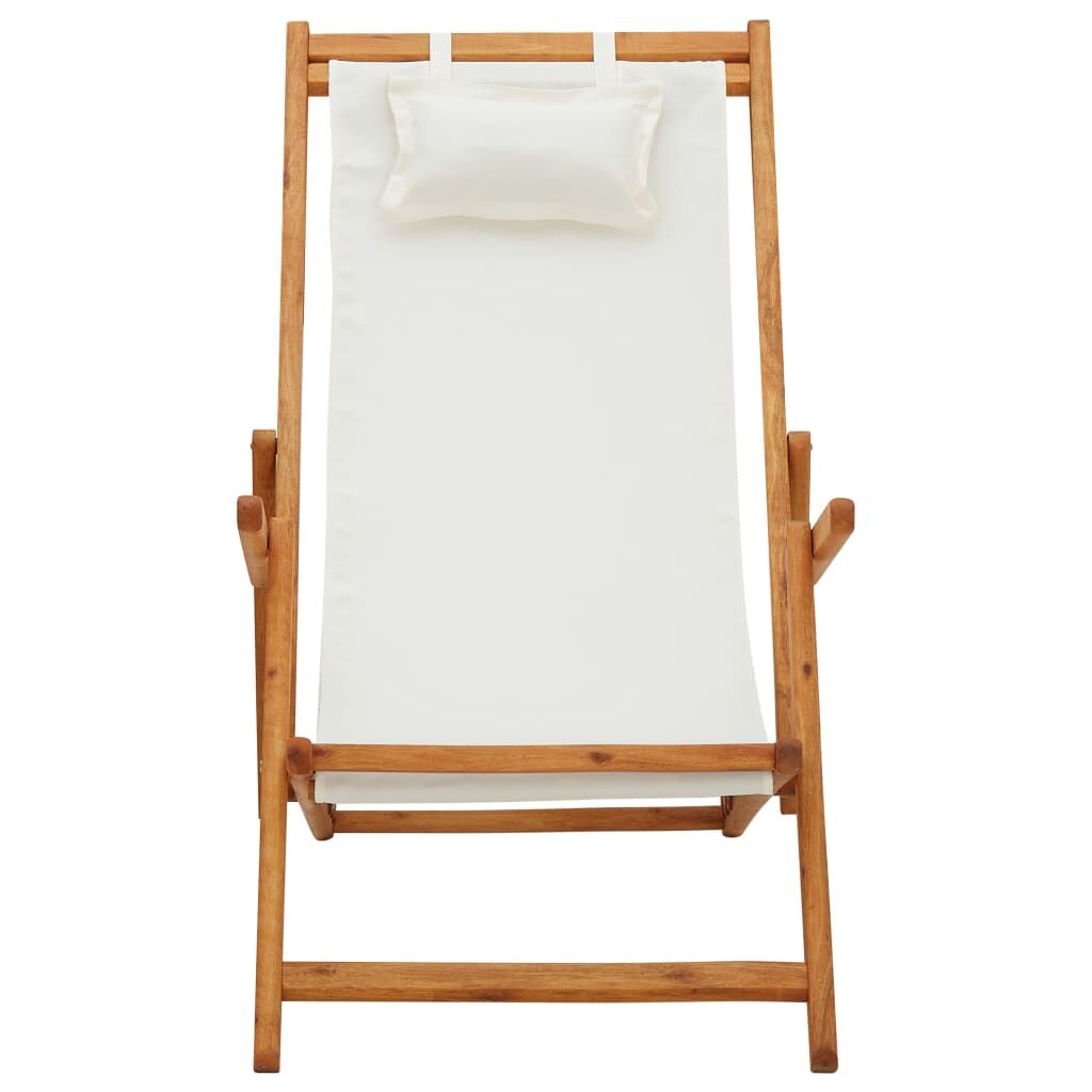 Vidaxl Silla De Playa Plegable Madera Maciza De Eucalipto Y Tela Crema_1