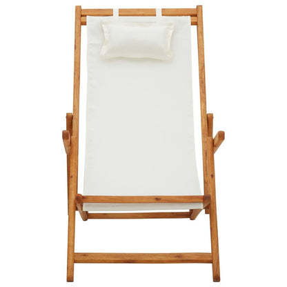 Vidaxl Silla De Playa Plegable Madera Maciza De Eucalipto Y Tela Crema_1
