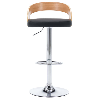 Taburetes De Cocina 2 Uds Piel Sintética Y Madera Curvada Negro_2