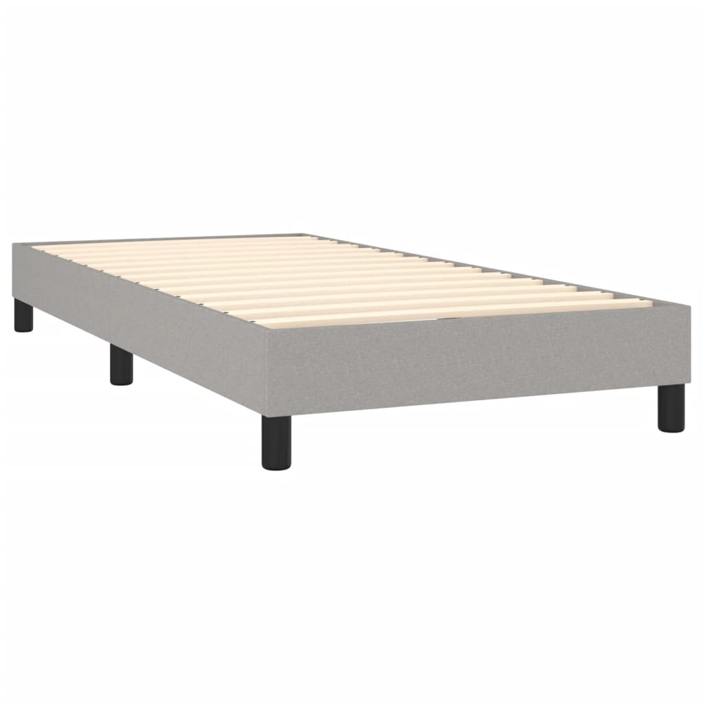 Cama Box Spring Colchón Y Luces Led Tela Gris Claro 80x200 Cm / Vetonek_5