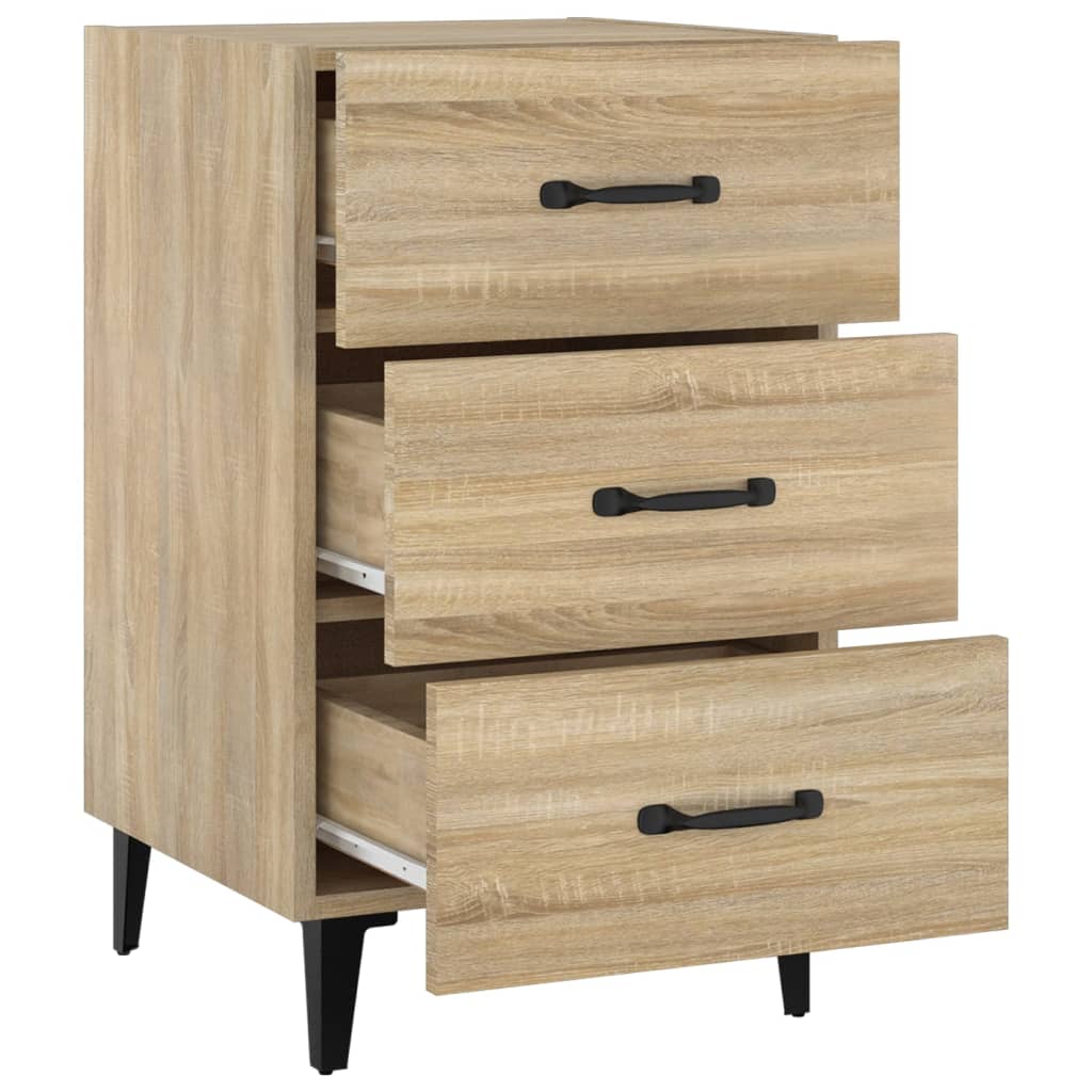 Mesita De Noche Madera De Ingeniería Roble Sonoma 40x40x66 Cm_3