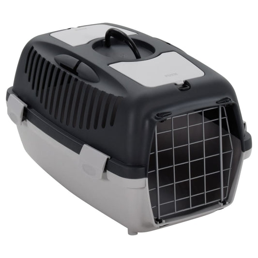 Vidaxl Transportín De Mascotas Pp Gris Y Negro 55x36x35 Cm_0