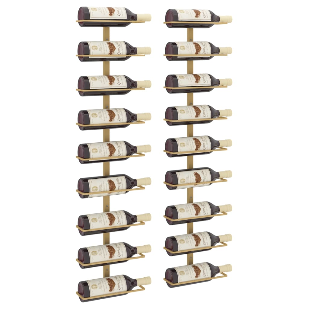 Botellero De Pared Para 9 Botellas 2 Unidades Hierro Dorado_2