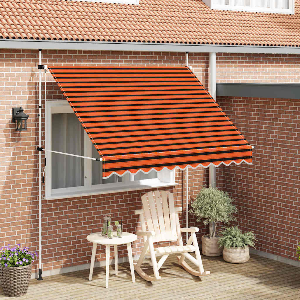 Toldo Manual Retráctil Naranja Y Marrón 250 Cm_1