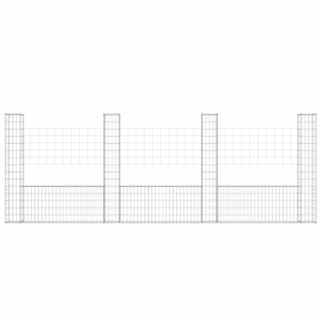 Cesta De Gaviones Forma De U 4 Postes De Hierro 380x20x150 Cm / Vetonek_1