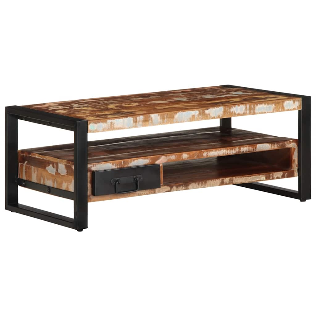 Mesa De Centro Multicolor 90x50x36 Cm Madera Maciza Reciclada_1
