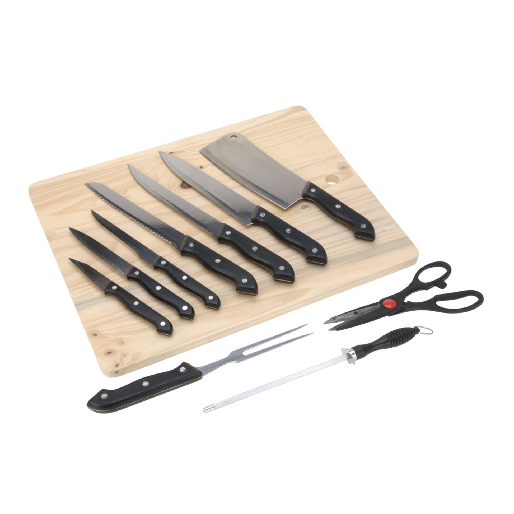 Well Home Set De Cuchillos De 11 Piezas Con Cubierta De Acetato Y Tabla De Madera - Ideal Para Tu Cocina_0
