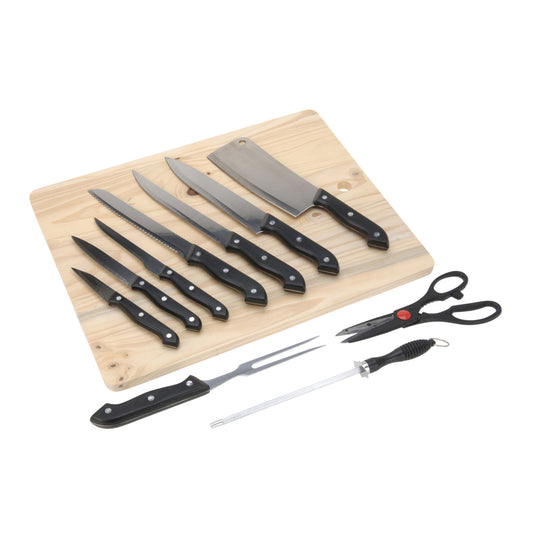 Well Home Set De Cuchillos De 11 Piezas Con Cubierta De Acetato Y Tabla De Madera - Ideal Para Tu Cocina_0